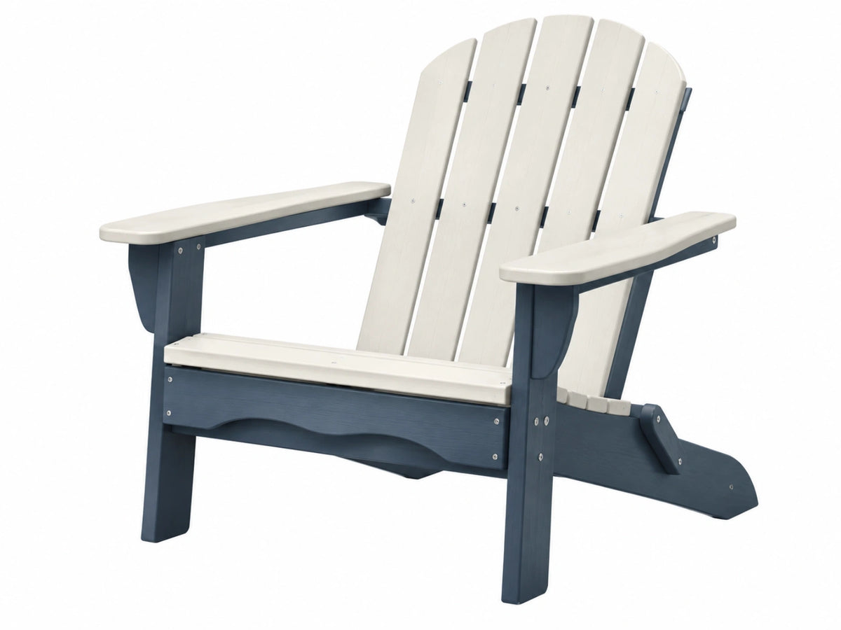 Adirondack-Gartenstuhl 80 x 88 x 95 cm aus Holz in Weiß Dunkelblau mit Armlehnen