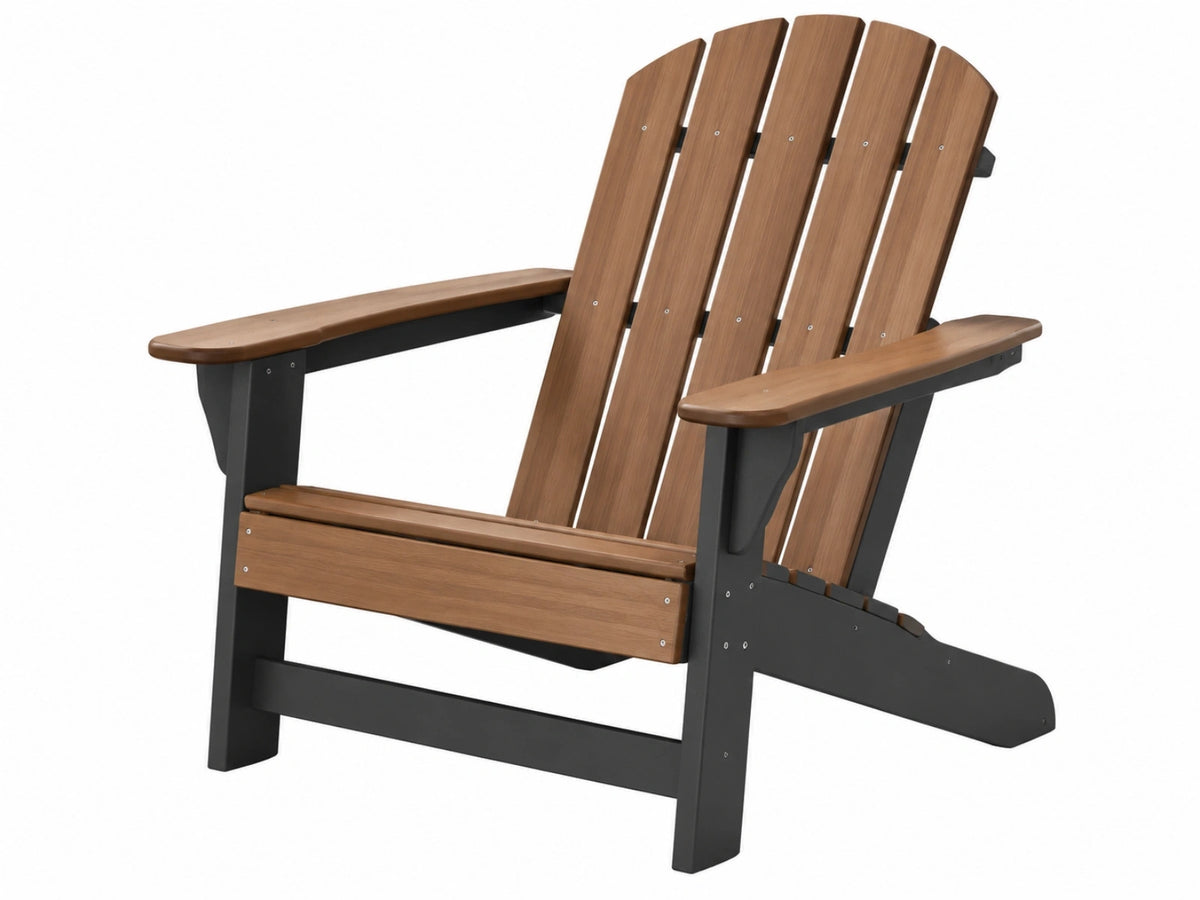 Adirondackstuhl 86 x 79 x 100 cm brauner Kunststoff in Holzoptik Gartenstuhl mit Armlehnen