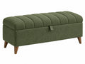 Sitzbank mit Stauraum 120 x 45 x 50 cm Bouclé-Stoff Olivgrün gepolstert