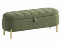 Sitzbank mit Stauraum 120 x 45 x 48 cm Boucléstoff Olivgrün mit Metallfüßen Modern