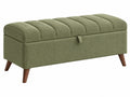 Sitzbank 110 x 45 x 45 cm olivgrüner Bouclé-Stoff mit Stauraum Skandi-Stil