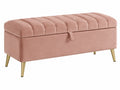 Sitzbank 100 x 40 x 45 cm mit Stauraum Samt Rosa gerippter Deckel