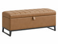 Sitzbank mit Stauraum 120 x 45 x 47 cm Kunstleder Cognac Steppung