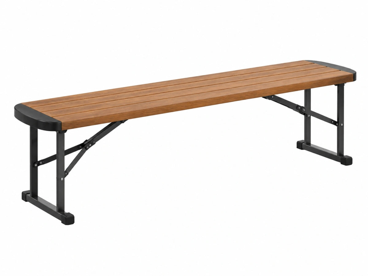 Klappbank 180 x 30 x 45 cm Holz Metall Braun Schwarz für Garten und Balkon