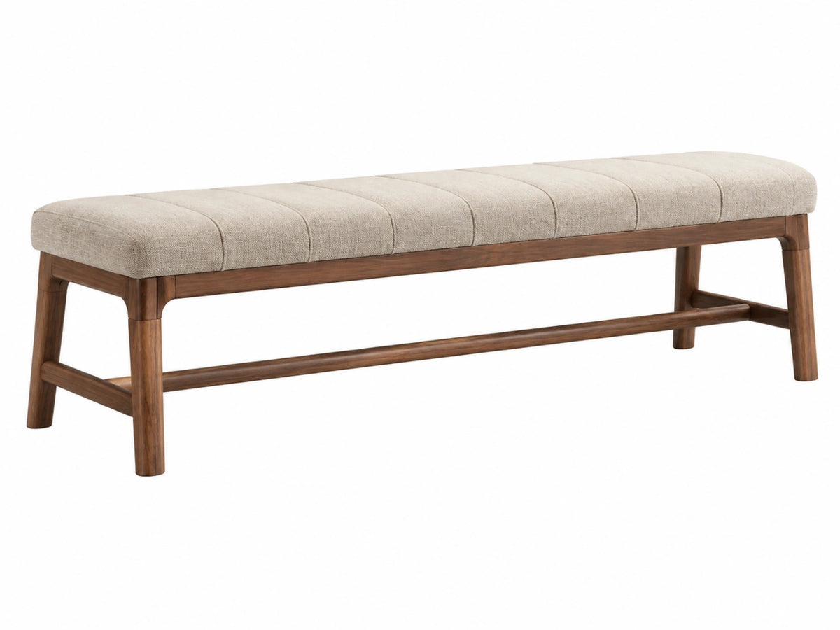 Polsterbank 180 x 45 x 47 cm Holz Beige Sitzbank im modernen Stil