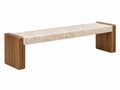 Sitzbank 140 x 40 x 45 cm aus Holz und Stein in Braun Beige - moderne Flurbank