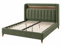 Polsterbett 180 x 200 cm olivgrüner Samtstoff mit Lattenrost gepolstertes Doppelbett