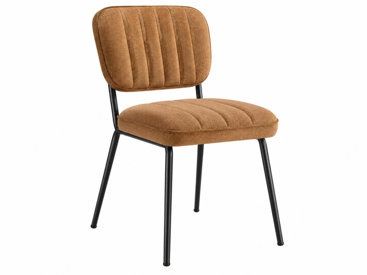 Polsterstuhl 53 x 59 x 82 cm brauner Strukturstoff mit Metallgestell im Retro-Stil