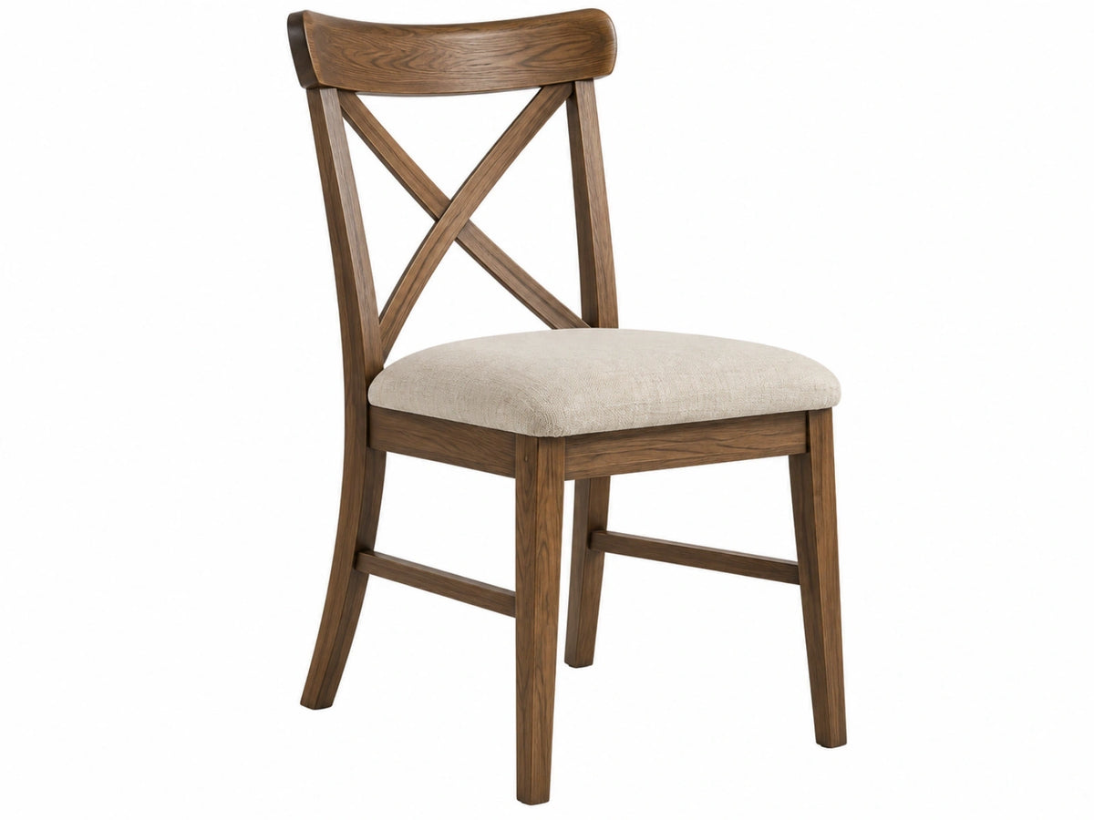 Esszimmerstuhl 48 x 55 x 95 cm Holz Braun/Beige mit Polsterung und Kreuzrücken