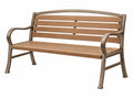 Gartenbank 125 x 65 x 90 cm aus Holz und Metall in Braun Bronze mit Armlehnen
