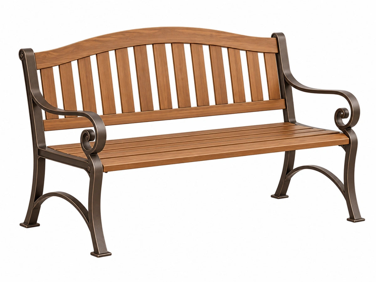 Gartenbank 125 x 60 x 90 cm Holz Metall Braun Bronze klassischer Stil