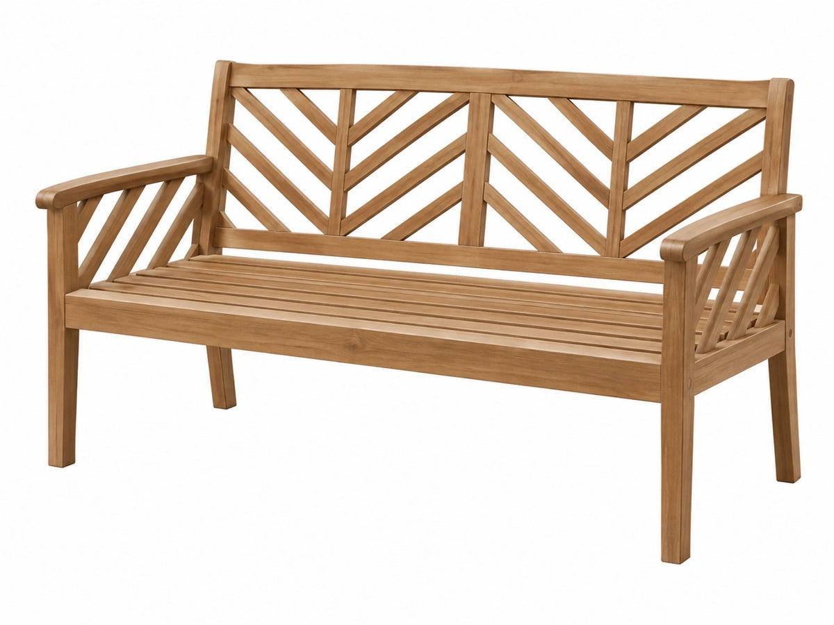 Gartenbank 150 x 65 x 95 cm aus Holz Naturbraun für Außenbereich mit Lattenrost im Landhausstil