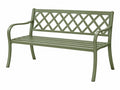 Gartenbank 120 x 60 x 88 cm aus Metall in Olivgrün - Sitzbank mit Gitterrückenlehne für Außenbereich